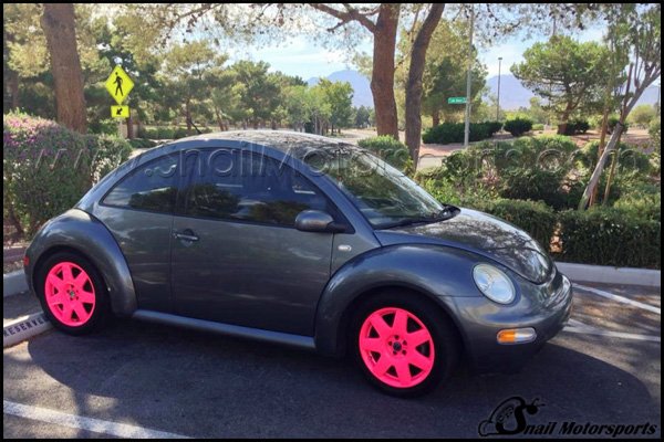 VW Bug with Neon Pink wheels