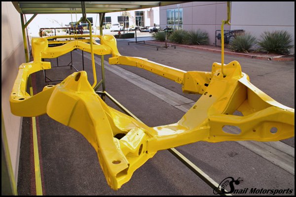 Chevy 1965 Impala frame in Banana Yellow