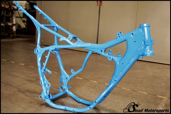 Dirt bike frame in RAL 5015 Blue