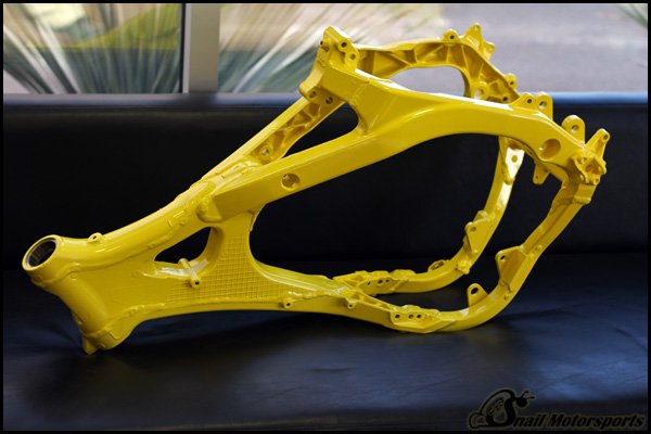 Dirt bike frame in RAL 1023 Yellow