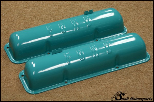 Ford steel valve covers in RAL 5018 Teal