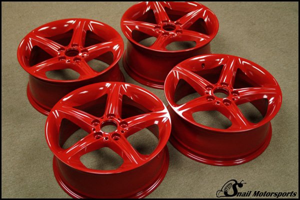 BMW 3 Series stock wheels in Gloss Red