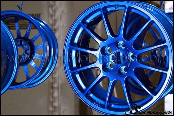 Mitsubishi Evo X wheels in Candy Blue