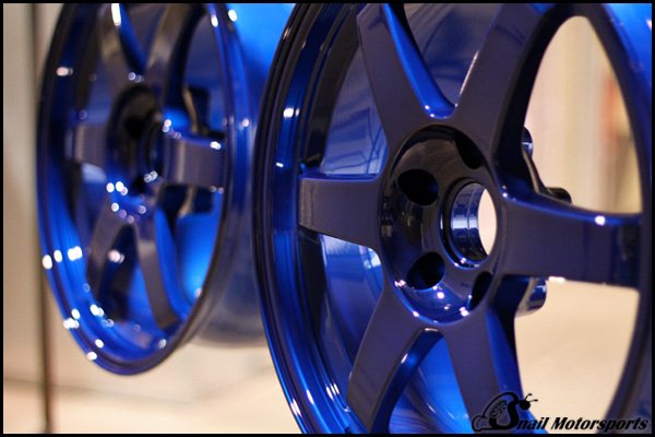 Volk TE37 wheels in Candy Blue