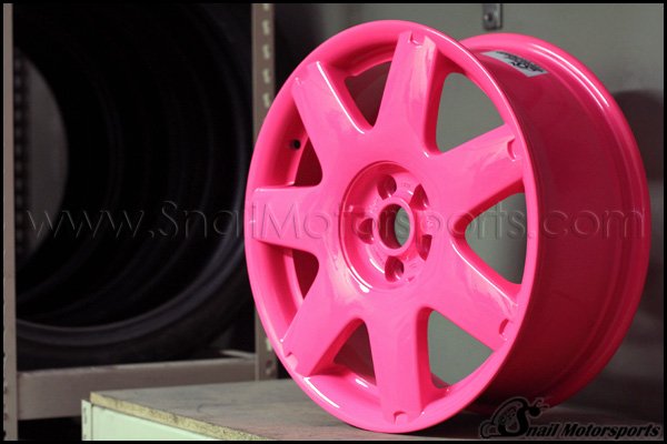VW Beatle stock wheel in Neon Pink